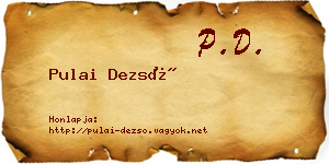 Pulai Dezső névjegykártya